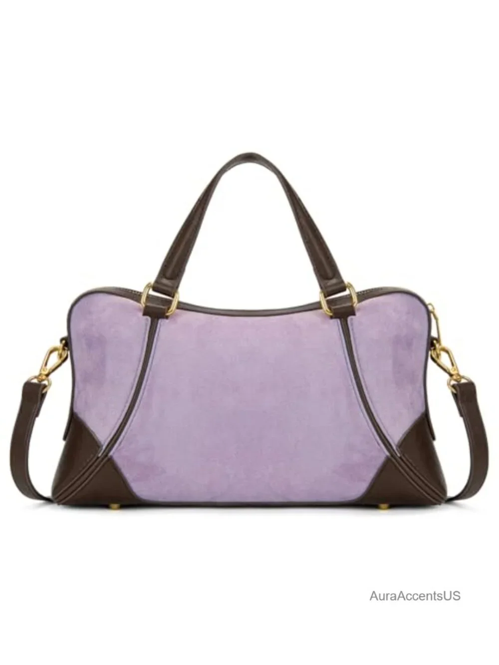Faux Suede Satchel Crossbody with Top Handles Adjustable Strap